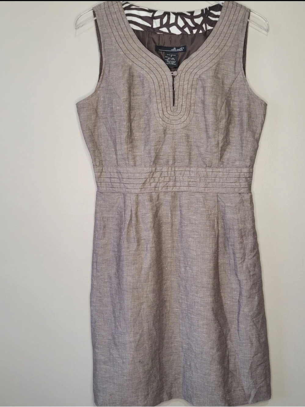 Willi Smith Sleeveless Linen-Blend Dress in Taupe